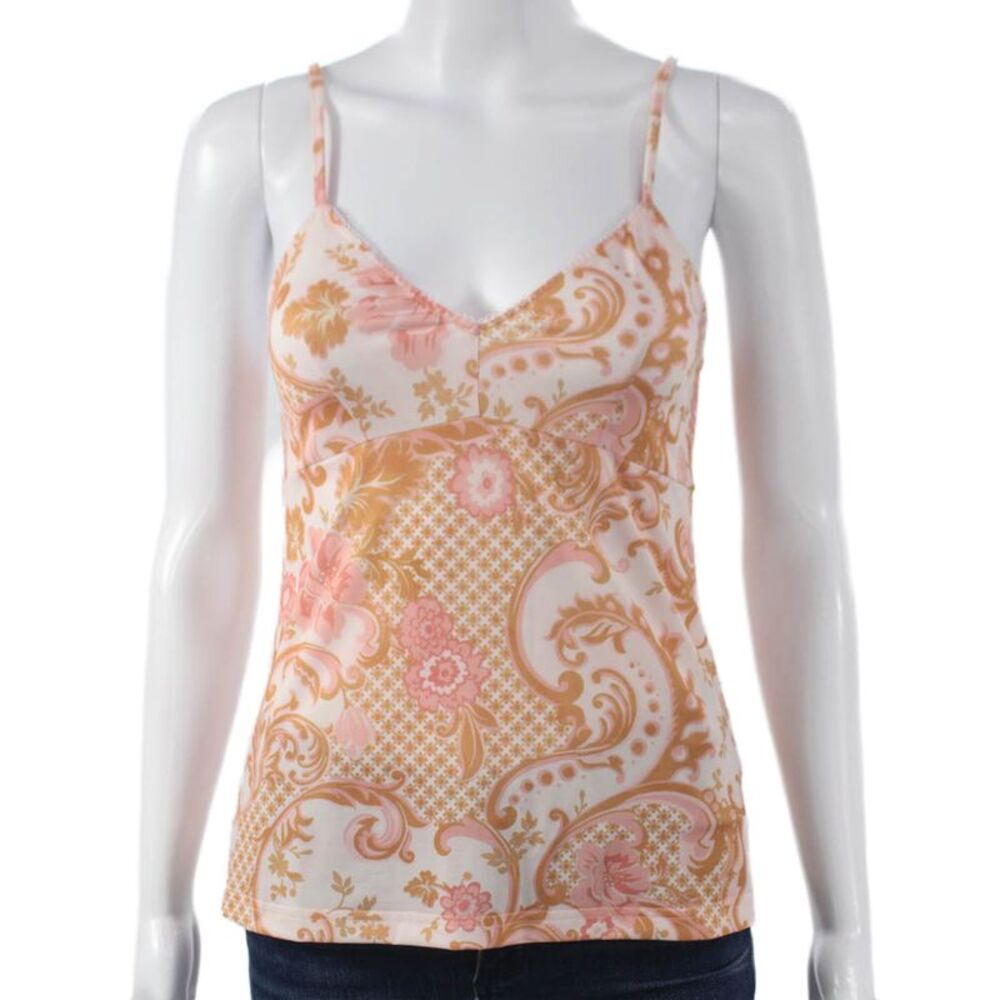 Zimmermann Womens Pink Floral V-Neck Camisole Polyester Sleeveless Size 0